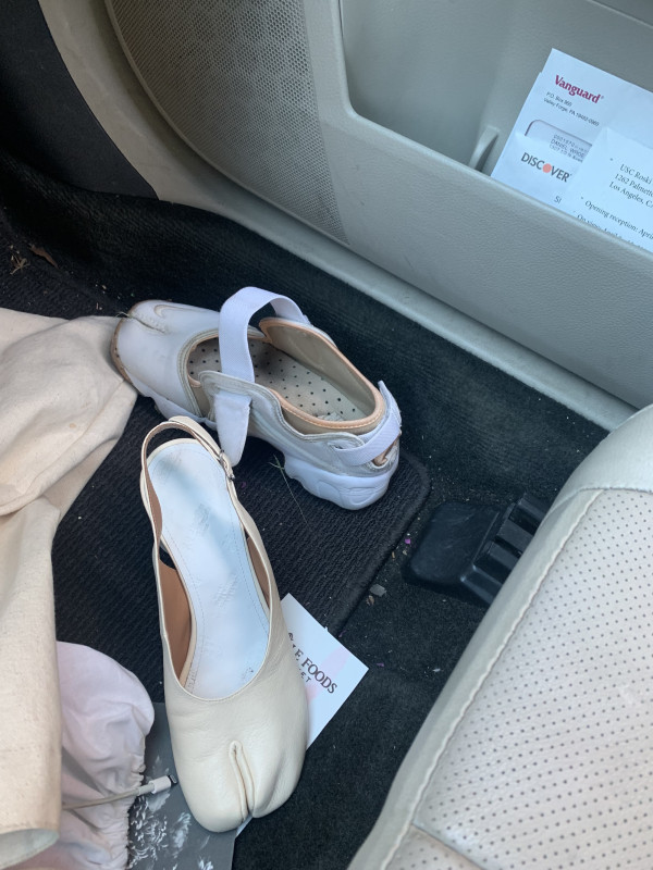 Shoes worn to prep for (above) and during (below) X-TRA 25th anniversary event.